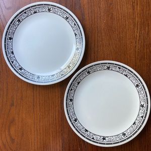 2 CORELLE Black Winding Gate Dinner Retired Plates
